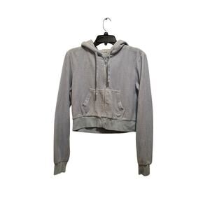 John Galt Hoodie Jacket Womens Medium Y2K Sports Cotton Blend Crop Full Zip Blue